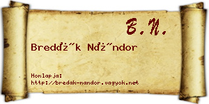 Bredák Nándor névjegykártya